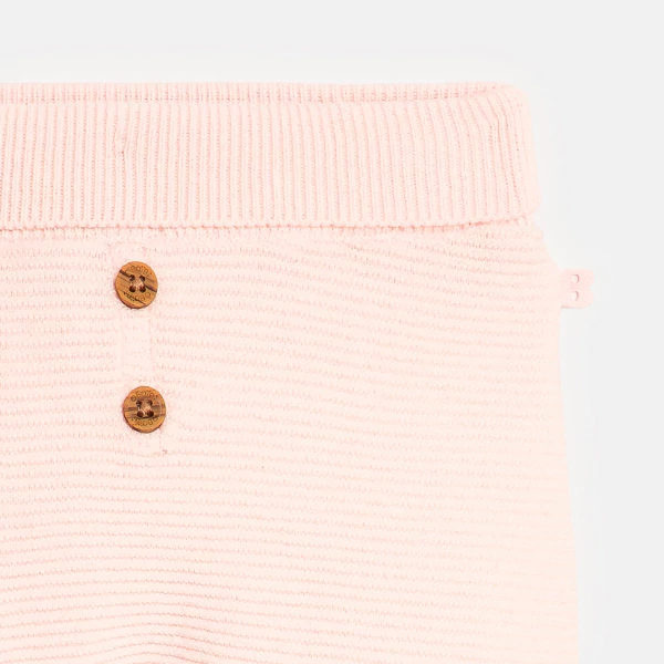 Pantalon à pieds en maille rose naissance