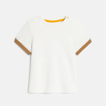 Salopette courte et t-shirt jaune bébé garçon