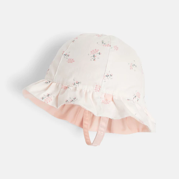 Chapeau de soleil réversible rose bébé fille