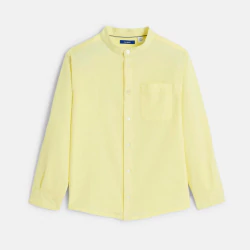 Chemise unie col Mao jaune...