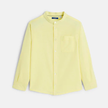 Chemise unie col Mao jaune Garçon