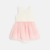 Robe chic bi-matière rose bébé fille