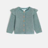 Gilet maille fantaisie irisée à volants vert bébé fille