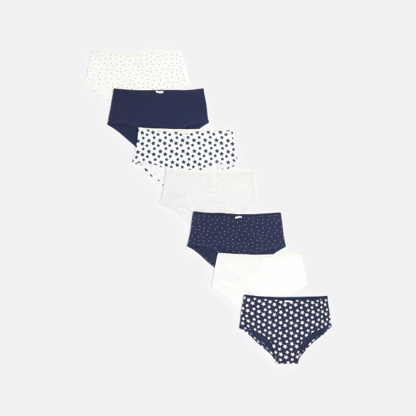 Culottes forme boxer (lot de 7) bleu fille