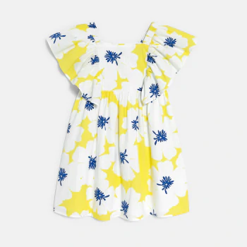 Robe évasée imprimée jaune Fille