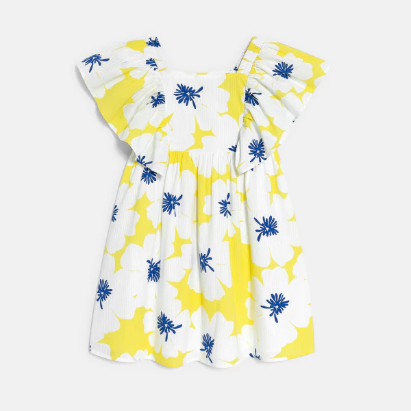 Robe évasée imprimée jaune Fille