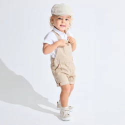 Casquette gavroche coton fantaisie beige bébé garçon