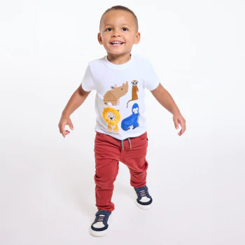 T-shirt sensoriel animaux blanc bébé garçon