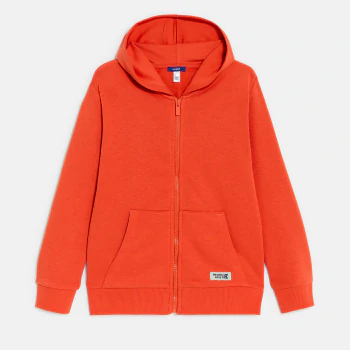 Sweat zippé à capuche orange garçon