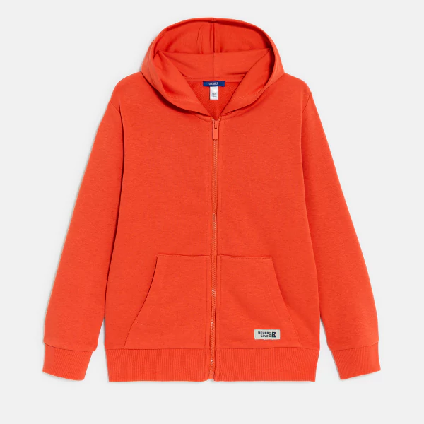 Sweat zippé à capuche orange garçon