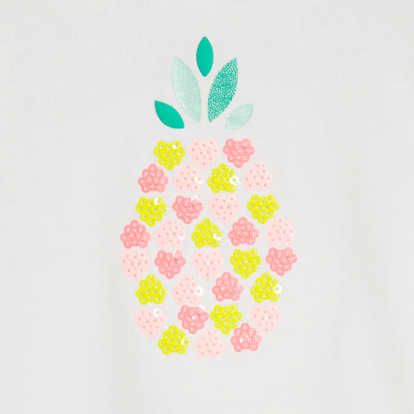 T-shirt sequins ananas blanc bébé fille