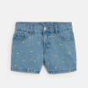 Short en jean bleu broderies citron Fille