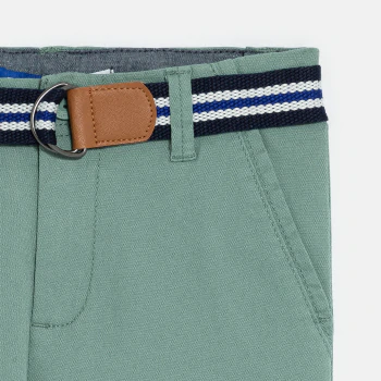 Bermuda en toile + ceinture vert garçon