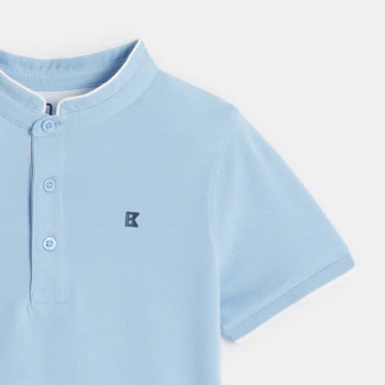 Polo col Mao manches courtes bleu Garçon