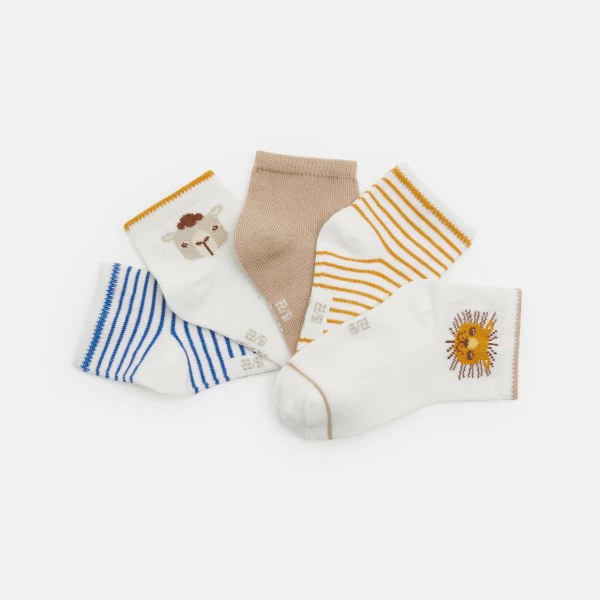 Chaussettes basses animaux multicolore bébé garçon (lot de 5)