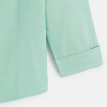 Chemise unie col Mao vert Garçon