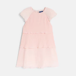 Robe plissée volantée rose...