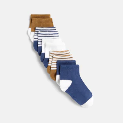 Chaussettes basses jacquard bleu bébé garçon (lot de 5)