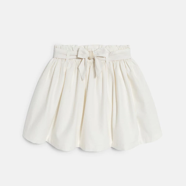 Jupe évasée en jacquard de coton blanc Fille