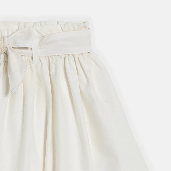 Jupe évasée en jacquard de coton blanc Fille