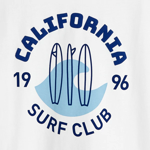 T-shirt manches courtes surf club blanc Garçon