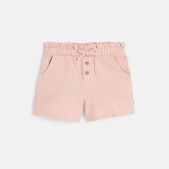 Short coton fantaisie léger rose bébé fille