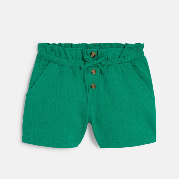 Short taille haute uni vert fille