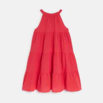 Robe à bretelles unie rouge Fille