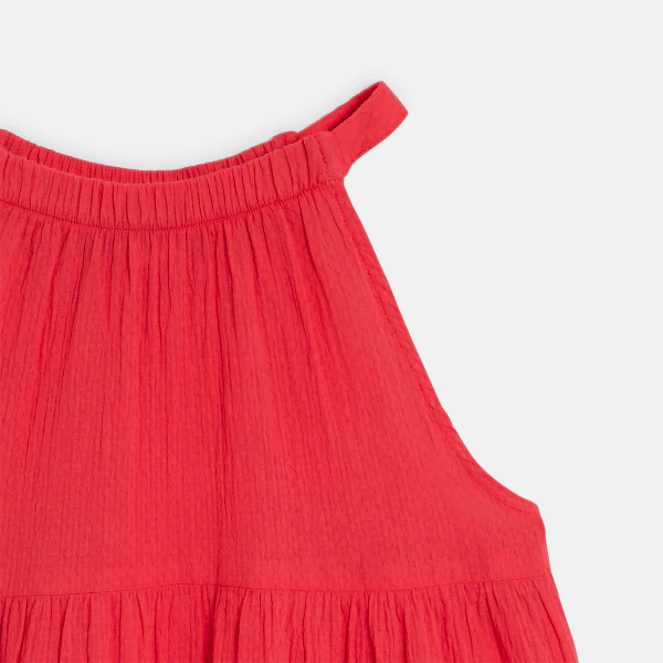 Robe à bretelles unie rouge Fille