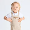 Ensemble salopette courte et polo beige bébé garçon