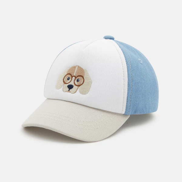 Casquette bimatière chien bleu bébé mixte