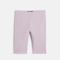 Legging cycliste en coton côtelé mauve Fille