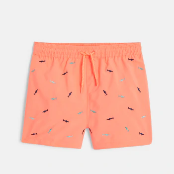 Short de bain brodé orange garçon