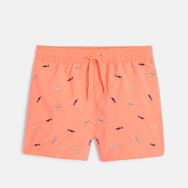 Short de bain brodé orange garçon