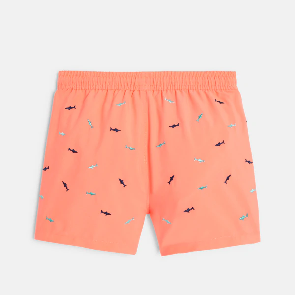 Short de bain brodé orange garçon