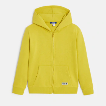 Sweat zippé à capuche jaune garçon