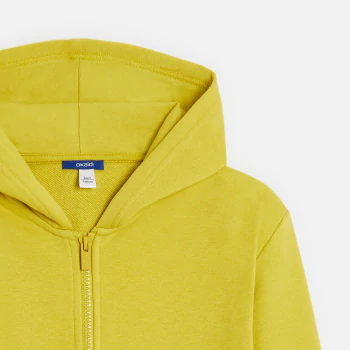 Sweat zippé à capuche jaune garçon