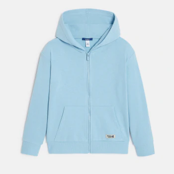 Sweat zippé à capuche bleu garçon