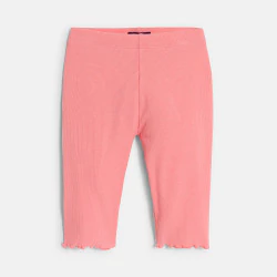 Legging cycliste en coton côtelé rose Fille