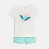 Pyja-short motif oiseau turquoise Fille