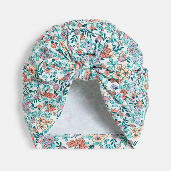 Turban de bain fleuri bébé fille