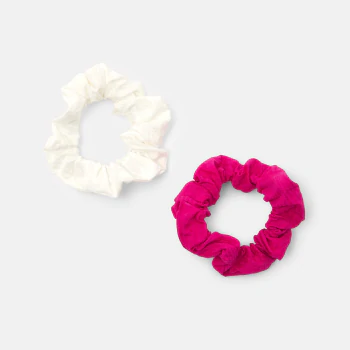 Chouchou en tissu blanc + rose (lot de 2) Fille