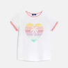 T-shirt motif cœur arc-en-ciel blanc Fille