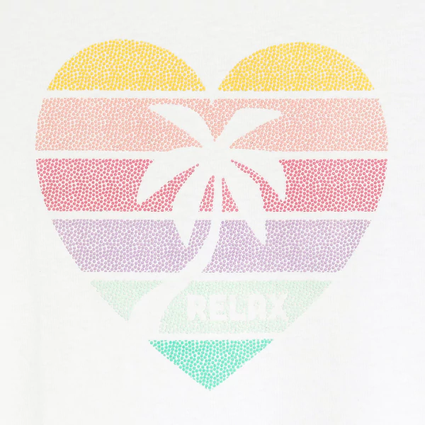 T-shirt motif cœur arc-en-ciel blanc Fille