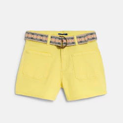 Short en toile unie jaune...