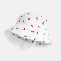 Chapeau de soleil fleurs blanc bébé fille