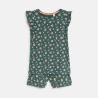 Pyja-short 2 pièces motif fleuri vert Fille