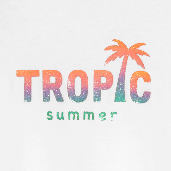 T-shirt message tropic summer blanc Fille