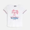 T-shirt motif palmier brodé blanc Fille