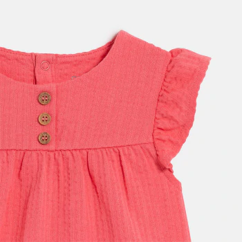 Blouse coton seersucker rose bébé fille